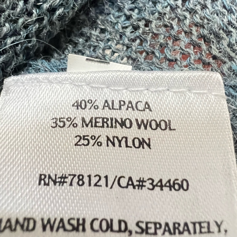 Eileen Fisher Blue Teal Alpaca Wool Cowl Neck Sweater Petite large lightweight - Picture 10 of 10
